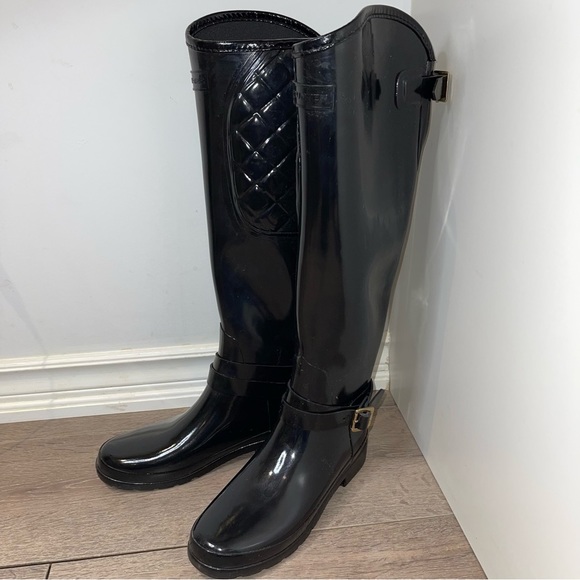 Hunter Shoes - [HUNTER] Glossy Tall Equestrian Style Rain Boot